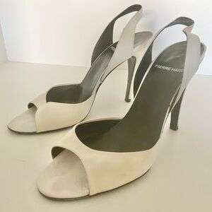 Pierre Hardy Ivory Sling Back Open Toe High Heels Leather
